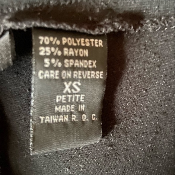 NEW York & Company stretch slacks with faux leather trim and buckle. Petite pant - Picture 5 of 7